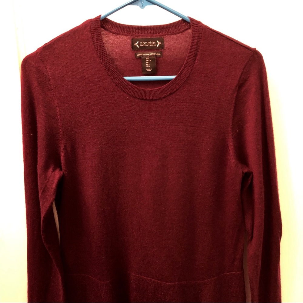 Nanette Lepore Merino peplum sweater